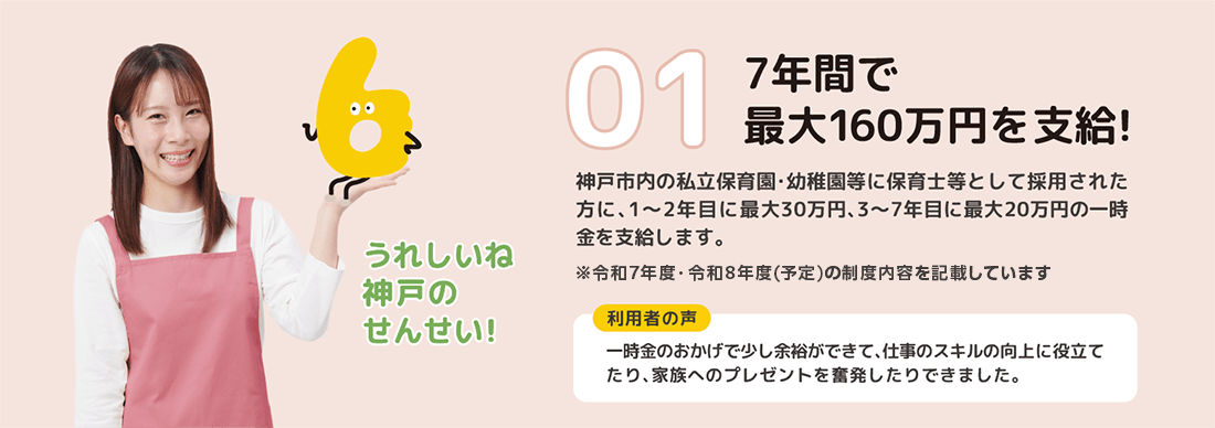 01給料がいいね、7年間で最大160万円を支給！