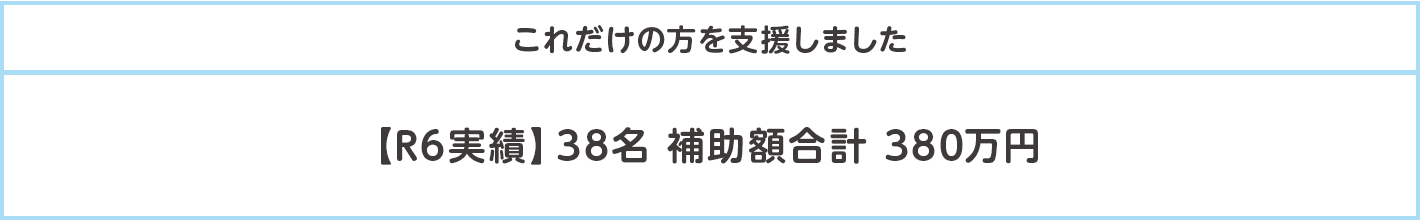 これだけの方を支援しました【R6実績】38名 補助額合計 380万円